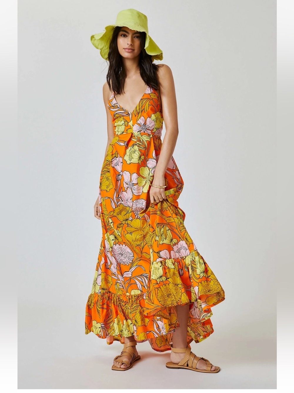 Plenty by Tracy Reese Orange Floral Maxi Dress